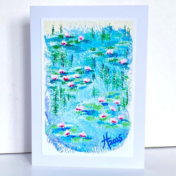 Lilies and Willows Art Print 5x7in Blank Greeting Card and Envelope All Occasion - Picture 1 of 4